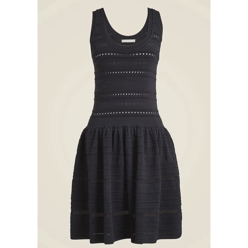 J.Crew Black Open Knit Fit &‎ Flare Tank S Dress Quiet Luxury Preppy Minimalist